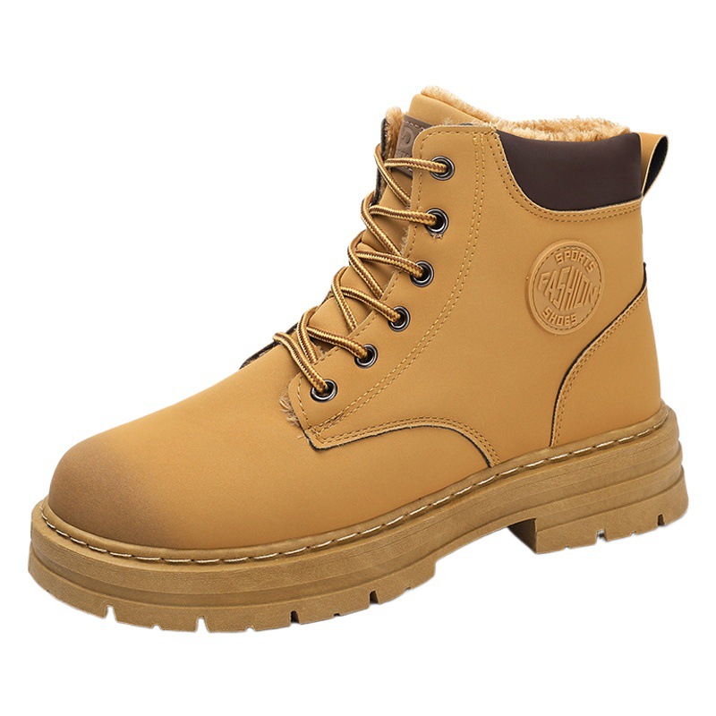 Martin botas de hombre de lana forrada caliente invierno ropa de trabajo botas estilo británico botas cortas estilo coreano botas impermeables zapatos de moda de los hombres