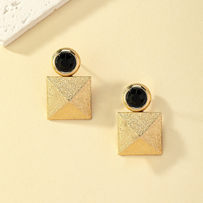 Wholesale Jewelry Basic Vintage Style Quadrilateral Solid Color Alloy Plating Ear Studs display picture 5