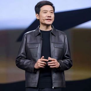 Original Lei Jun Same Style Same Color Leather Jacket Men's Jacket Spring & Fall Simulated Leather Lapel Motorcycle Leather Jacket 2025 New Style