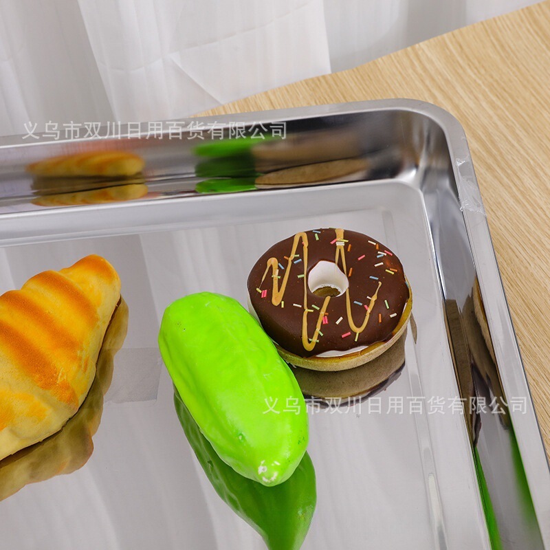 08带磁特厚方盘 不锈钢长方形加厚托盘烧烤盘饺子盘菜盘商用餐盘|undefined