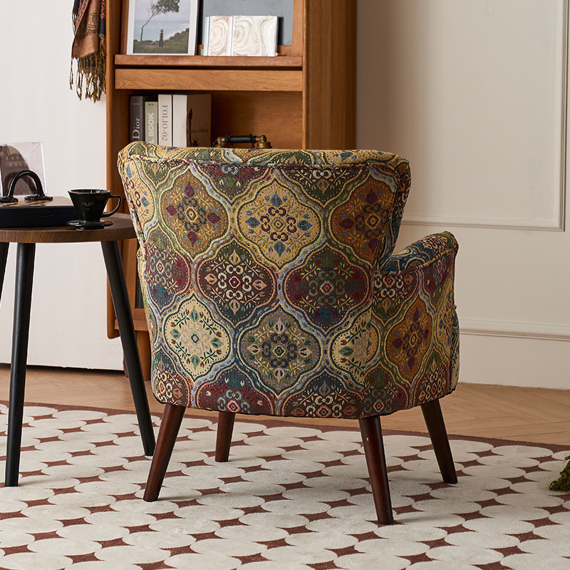Balcón sala de estar sofá de tela estilo chino estilo americano sofá casual silla de cabecera retró casual silla de sofá