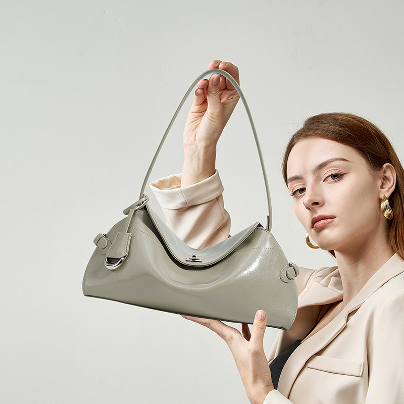 Premium Cowhide Shoulder Bag - French Niche Style Luxury Handbag For Women, Genuine Leather Underarm Bag For Commuting - Thumbnail 2