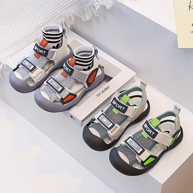 Sandalias deportivas suaves para niños 2026 verano nuevo tipo de bolsas de niños antipatada zapatos de retroceso de malla zapatos casuales transpirables image 1