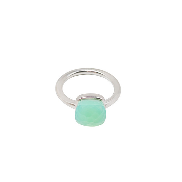 geometric retro fashionable small design ring with stone stainless…
