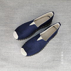 新老北京布鞋草編麻布鞋懶人輕便中國風青年帆布鞋低幫漁夫鞋男鞋