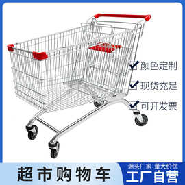 210升超市手推车理货车商场购物车仓库家用便利店买菜车L镀锌银色