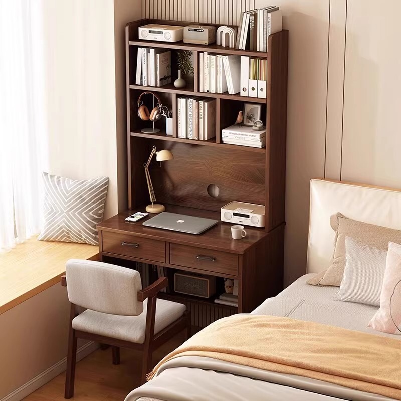 Medieval-Style Desk and Bookshelf Integrated Table, Narrow Ecological Board Study Desk with Storage Rack, Space-Saving Bedside Desk Medieval-Style Desk and Bookshelf Integrated Table, Narrow Ecological Board Study Desk with Storage Rack, Space-Saving Bedside Desk