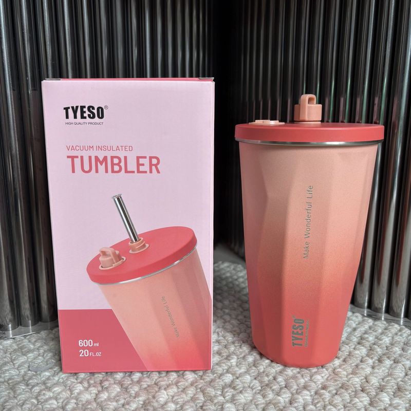 Tyeso クリエイティブ菱形グラデーションカラー魔法瓶カップ大容量車アイスバーカップ保温保冷ストローコーヒーカップ|undefined