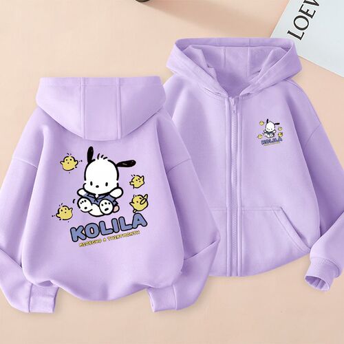 2024 Boys' Paco Dog New Sweatshirt Outerwear Children's Winter Warm Up Top for Big Kids Fashionable Casual Cardigan