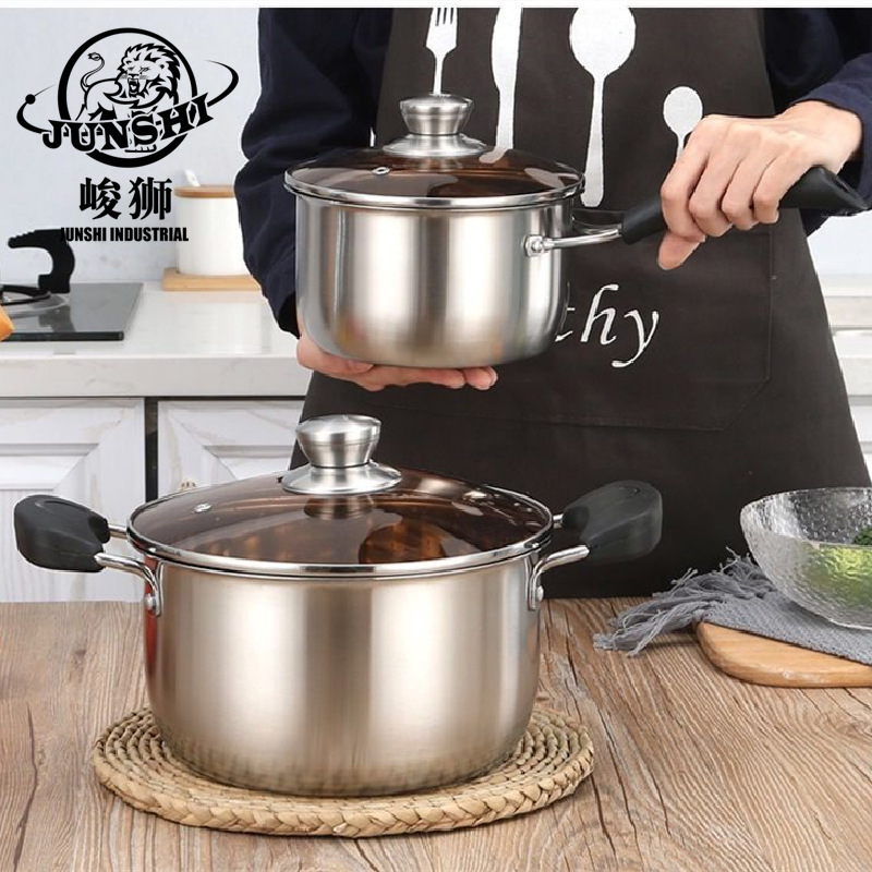 304 ステンレス鋼の小さな蒸し器肥厚複合底ミルクポット家庭用両耳ハンドルキッチン用品スープポット|undefined