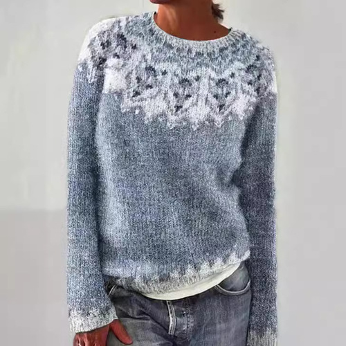 Amazon New Women's Sweater, Round Neck, Colorblocked Loose Fashion Knit Sweater, Hot Selling on Wish