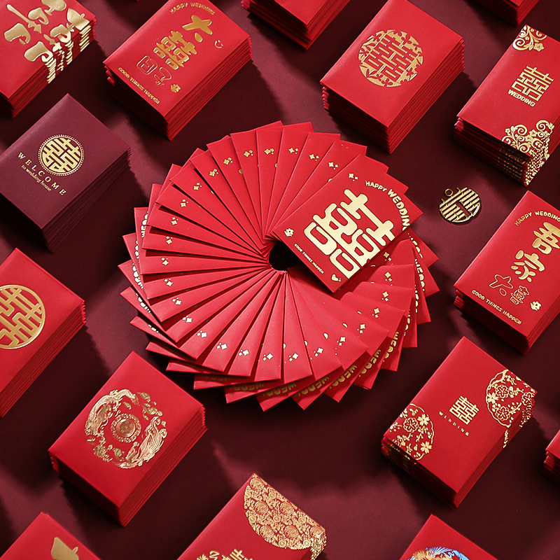 Wholesale mini red envelopes for weddings, special small door-blocking personalized creative wedding door-blocking red envelope bags with red envelopes