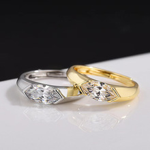 新款热卖简约合金马眼钻戒四边形锆石设计情侣小众几何个性戒指