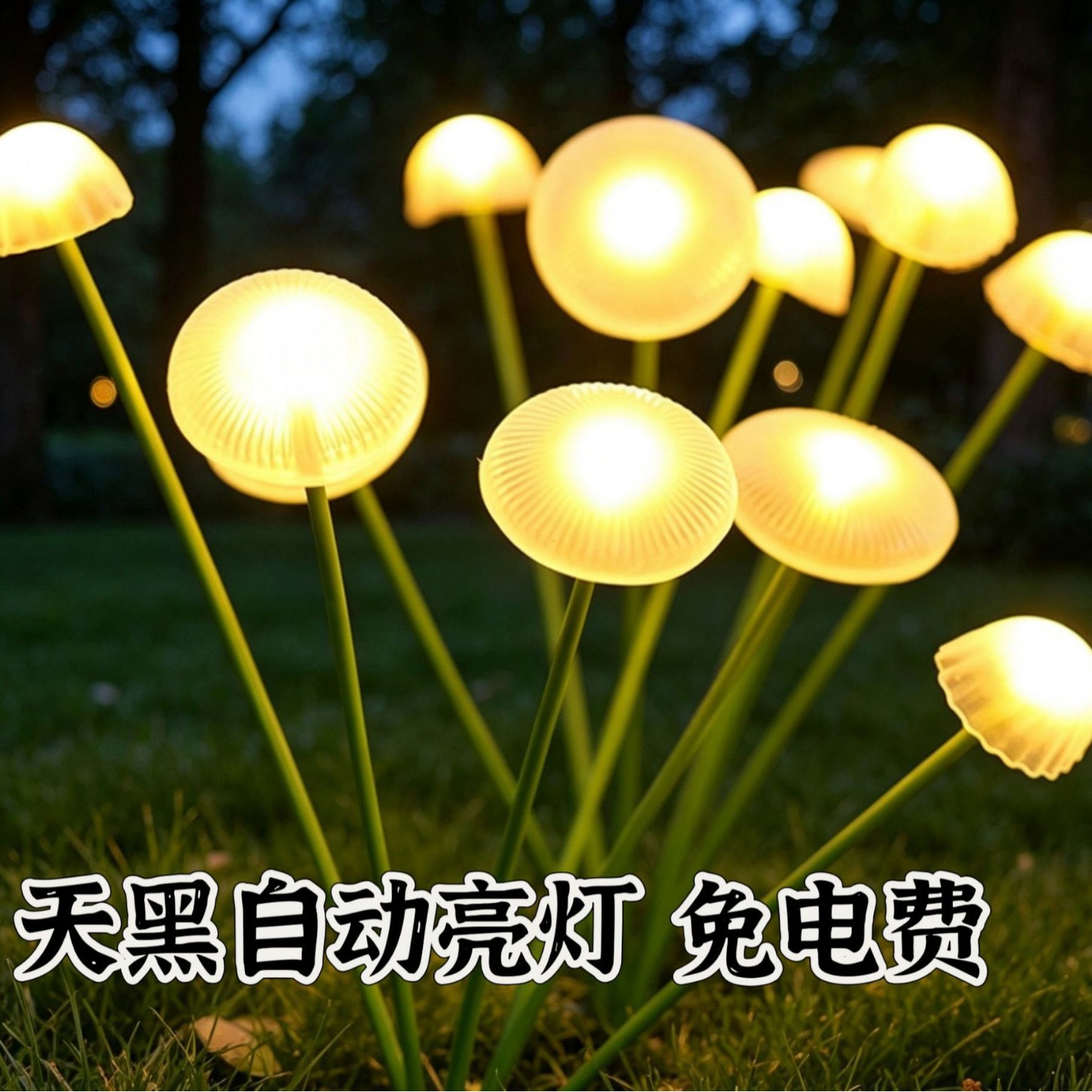 跨境太阳能地插蘑菇灯装饰庭院户外防水草坪灯氛围灯