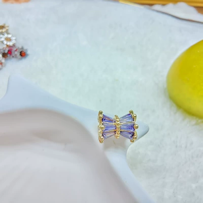 Diamond-Studded Small Waist Open-Hole Copper Gold-Plated Crystal Bracelet Necklace Jewelry Accessory DIY Spacer Beads 2025 New Model (Zərgərlik ara hissələri) - 1-light-gold-purple-diamond-diameter-75mm
