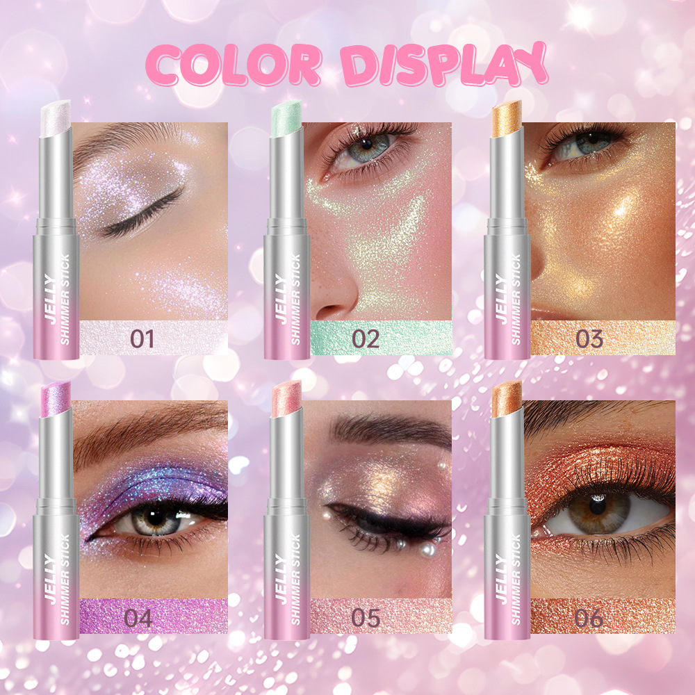 USHAS explosión transfronteriza spot venta al por mayor caliente seis colores gelatina alta luz sombra de ojos varilla UES006