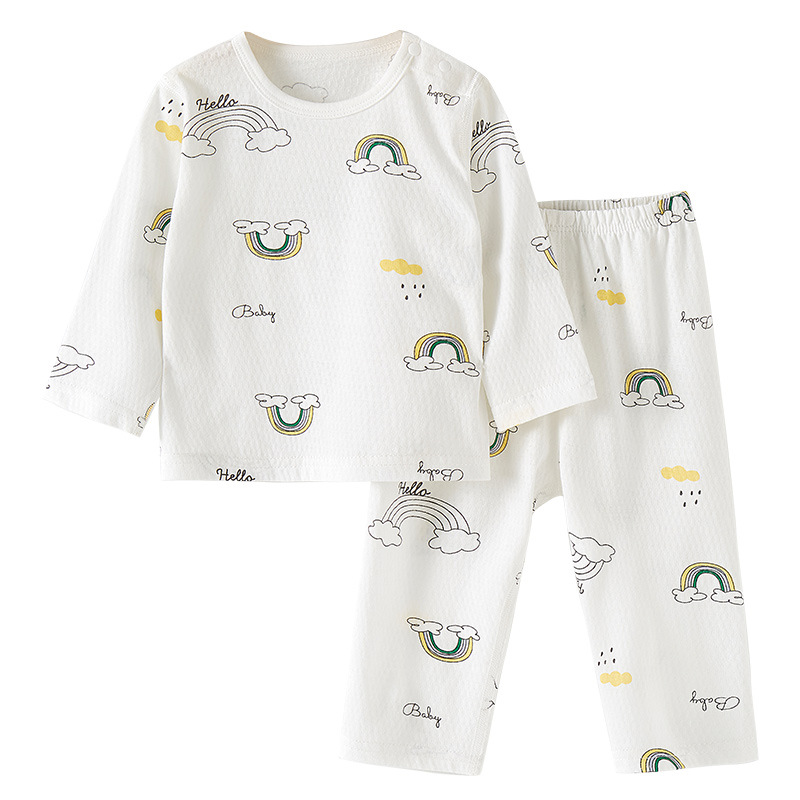 Traje de bebé de verano para niños y niñas de manga larga de dos piezas de aire acondicionado para niños ropa de bebé