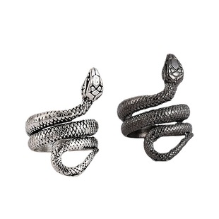 European and American domineering personality rattlesnake ring trendy men's elegant dark punk women's neutral adjustable ring jewelry