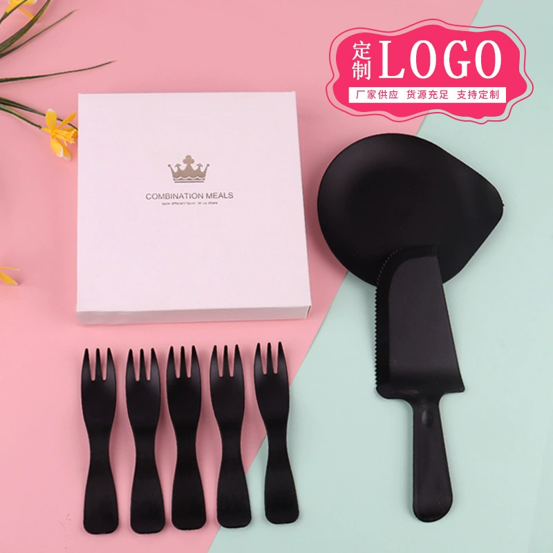 Набор столовых приборов для торта на день рождения, одноразовый десертный фруктовый нож, красочная вилка, тарелка с каплями воды, волнистая вилка