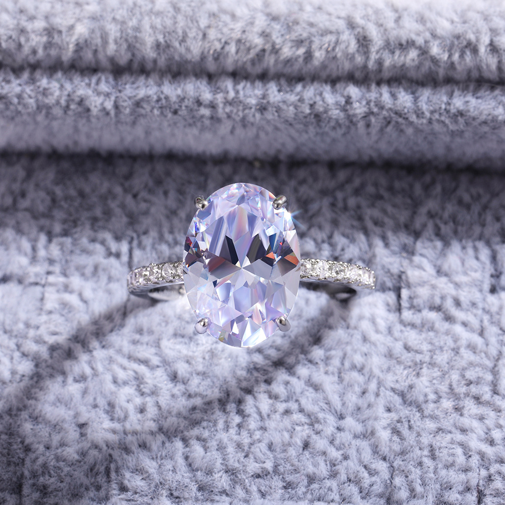 Classic Oversized Shining Zircon Ladies Ring Copper Engagement Ring_voghion.com