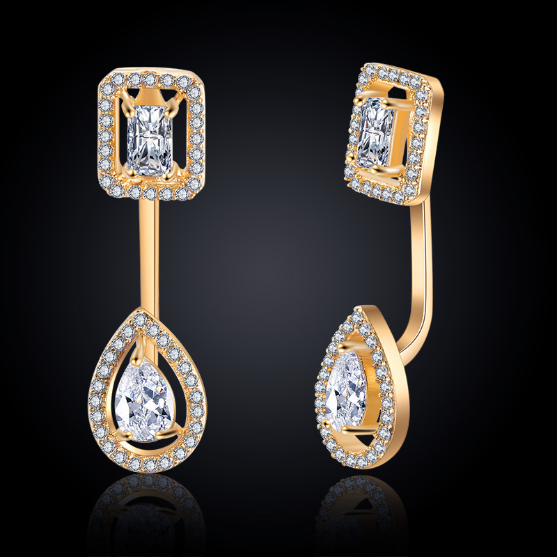 Parure collier et bracelet éléments goutte d'eau en zircon_voghion.com
