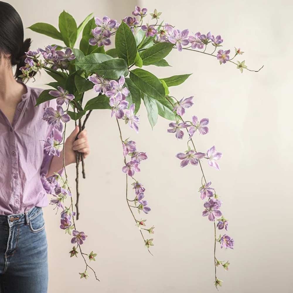 Flores transfronterizas de automóviles de seda colgante extra larga Begonia artificial rosas negras estrellas hierba flores de melocotón orquídeas