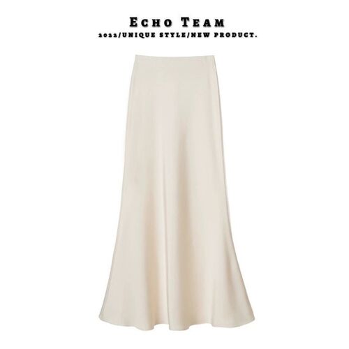 Acetic satin skirt for women 2025 spring and summer new style hanging A-line fishtail skirt medium and long commuting Korean style