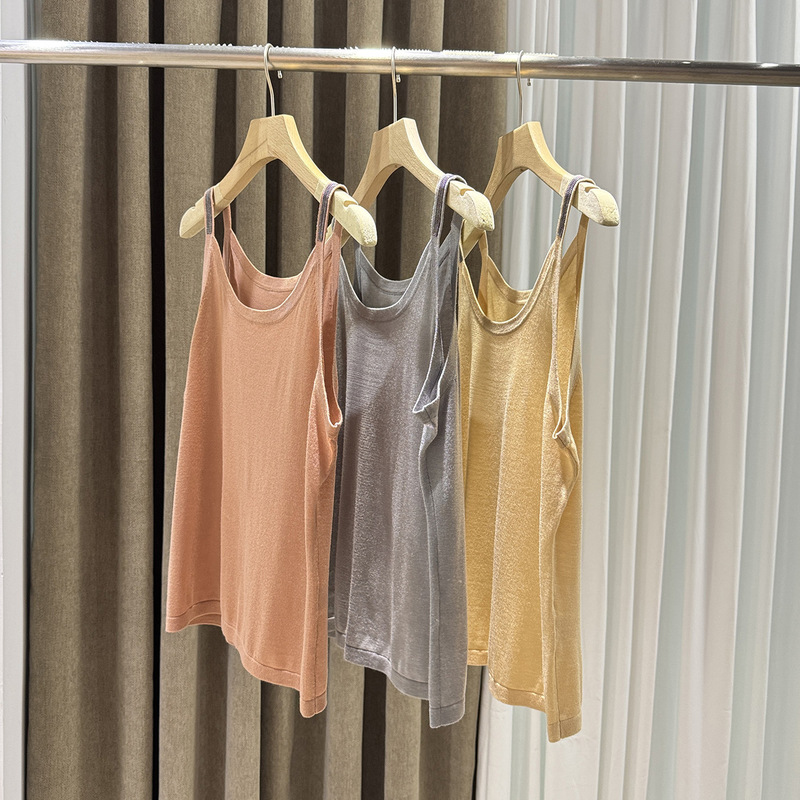 Cashmere Silk BC Knitted Camisole Women's Summer New Style Spice Girl Pure Style Short Navel-exposed Outer Wear