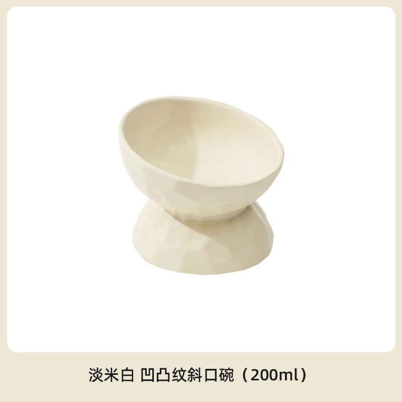 Cerámica de la pierna alta soporte cervical oblicuo tazón gato y perro tazón de comida gato mascota tazón negro bebedero antigolpes