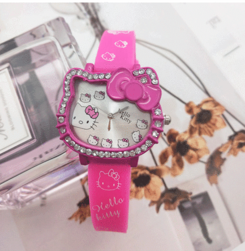 New Product Cat Head Children Girls Cartoon Girl Student Electronic Watch Silicone Strap Scratching Machine Toy Gift