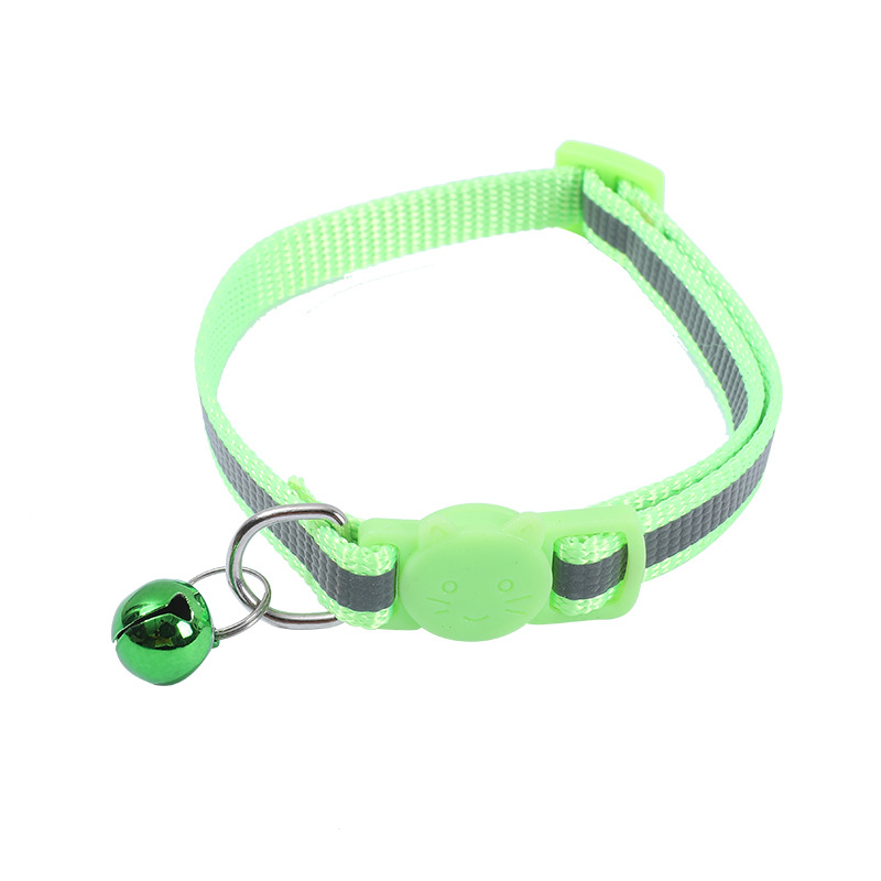 Collar de gatito ajustable de 1.0CM con barra reflectante, campana, collar de gato, cinturón de gato de nailon, cuerda de tracción, manga de cuello de gato