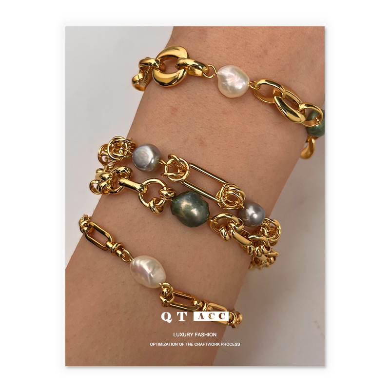 Europa y los Estados Unidos lujo ligero transfronterizo pulsera de alta sensación de perla natural exquisita nicho diseño universal ventas calientes nuevas