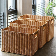 Kens收纳筐仿藤编大号 INS风橱柜衣柜整理篮简约客厅储物筐玩具筐