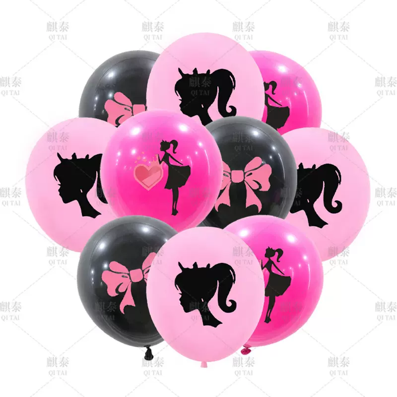 芭比公主乳胶气球女孩生日聚会用跨境barbie芭比娃娃主题气球套装