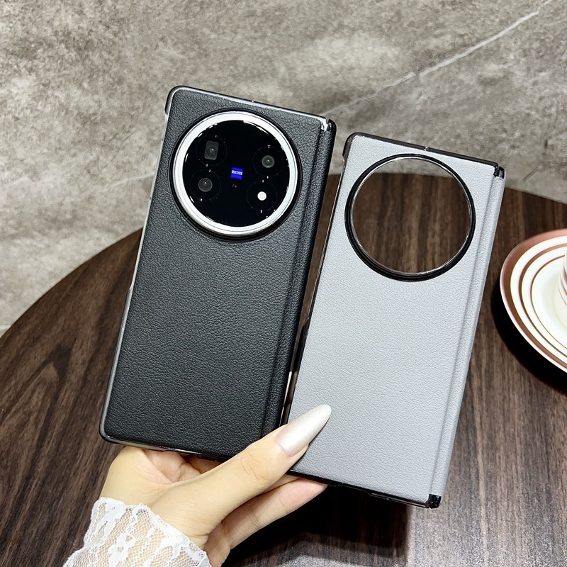 适用vivo x fold5折叠手机中轴保护商务个性创意回弹中轴素皮纹壳|undefined
