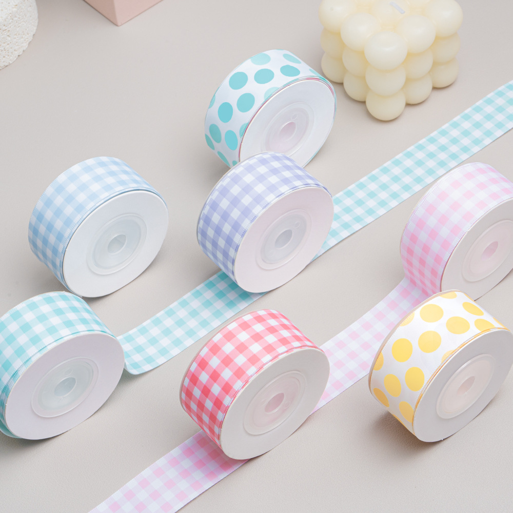 재고 직접 수제 DIY 헤어 액세서리 액세서리 선물 상자 가방 장식 물방울 무늬 우유 리본 리본