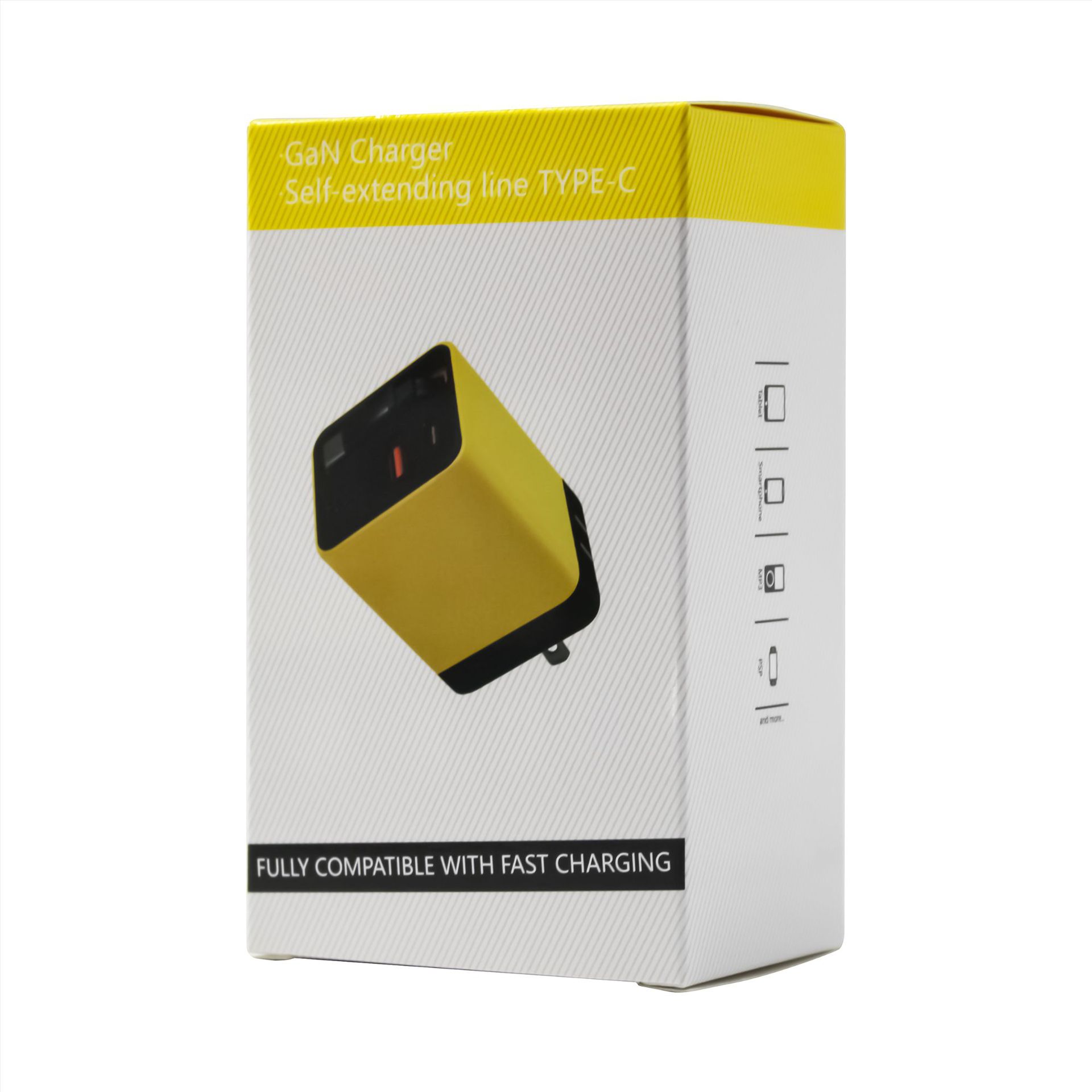 Cargador de nitruro de galio de 80W con cable retráctil tipo C, adecuado para teléfonos móviles Apple y Huawei, cabezal de carga rápida PD.