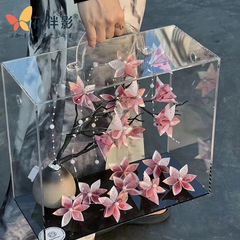 花伴影アクリル透明手提げギフトボックス生け花金持ち花箱生け花ギフトボックス包装花箱材料