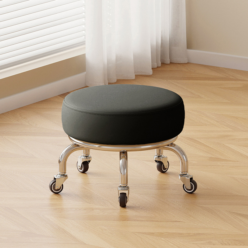 Polia doméstica taburete bajo rueda universal pequeño taburete silencioso rotativo taburete redondo móvil con artefacto moderno y simple