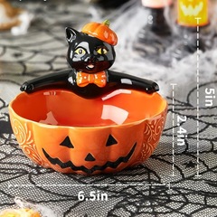 跨境新款 万圣节黑猫糖果盘家居桌面多功能杂物糖果零食收纳盘
