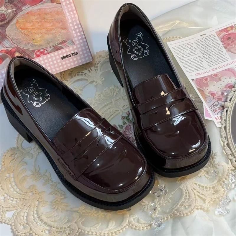 Basic Japanese Retro JK Square Head Thick Bottom Increased British Style Small Leather Shoes Female Student Uniform Shoes Autumn and Winter New