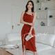 Cross-border women's clothing 2022 summer new products sexy temperament halter neck slanted collar design irregular dress dress