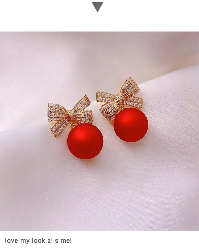 1 Pair Sweet Bow Knot Plating Inlay Alloy Zircon Drop Earrings display picture 1