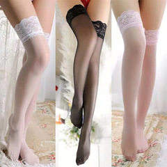 Silicone anti-slip lace stockings for women, ultra-thin invisible sexy high-top knee-high thigh-high stockings dark flesh color