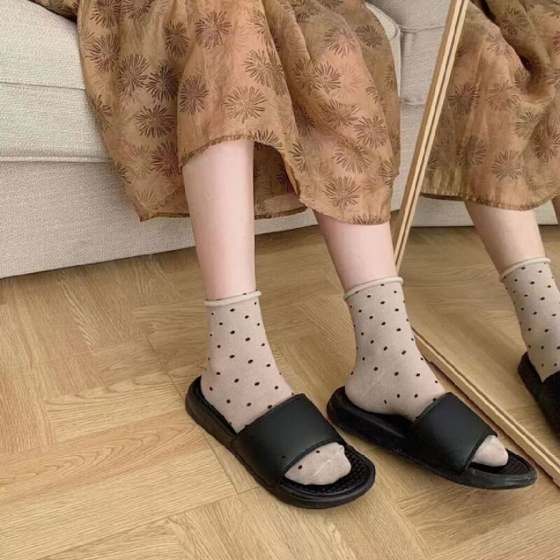 波点袜子女短袜透气舒适柔软吸汗百搭棉袜可爱风日常穿搭中筒袜|undefined