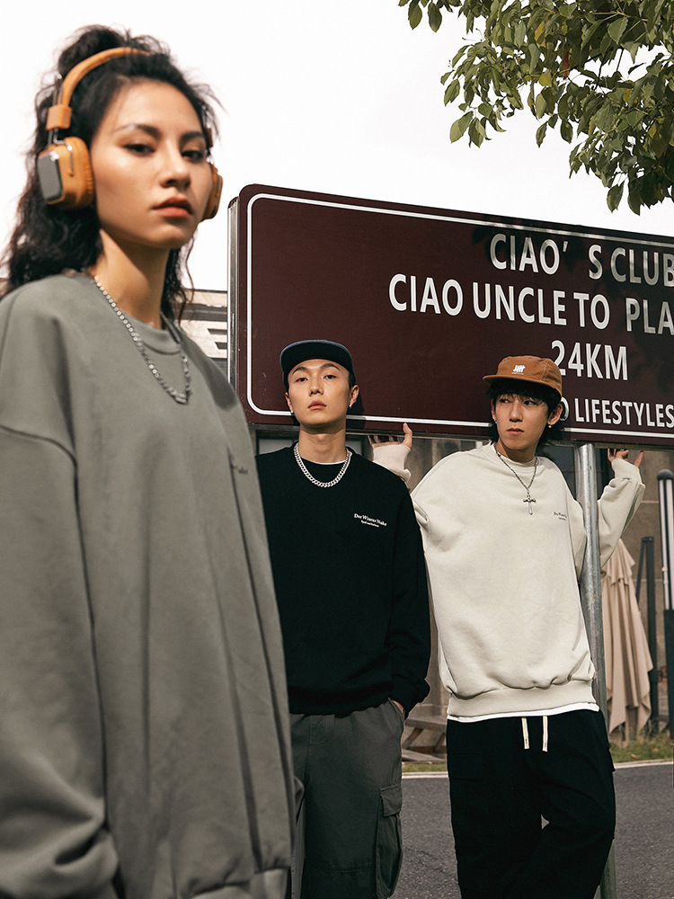 Suéter de cuello redondo con estampado americano retro para hombre, nuevo estilo de primavera, marca de moda callejera, traje de pareja suelto pesado, chaqueta ins