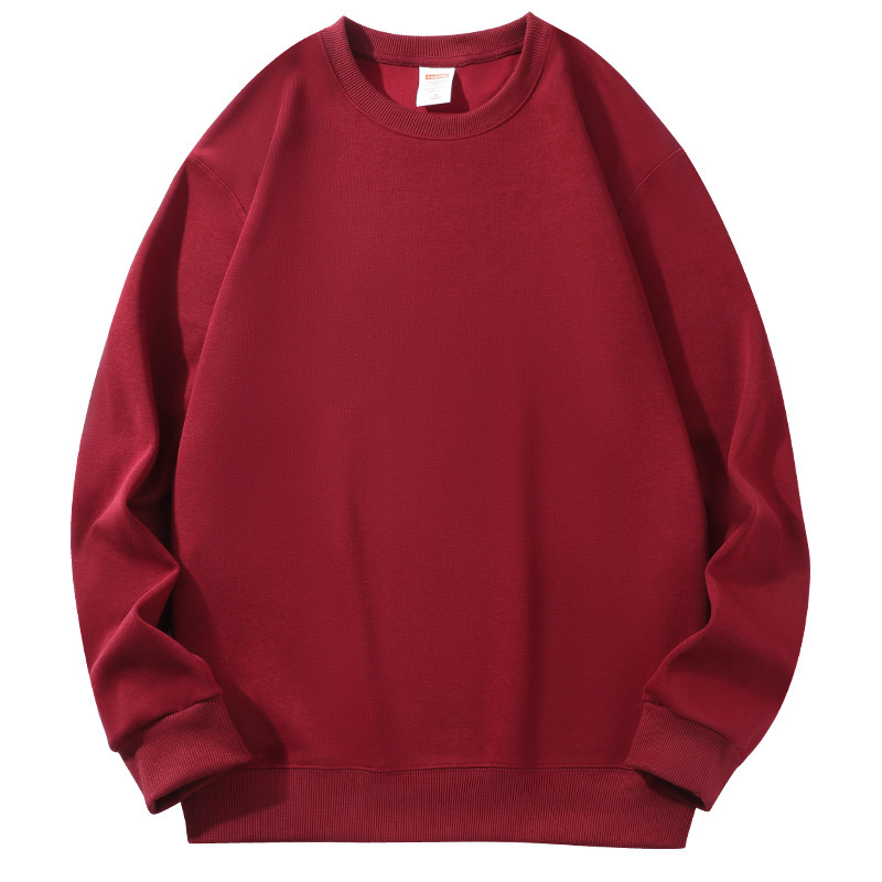 290g suéter de hombre pesado de gran tamaño cuello redondo algodón suelto casual de otoño e invierno camisa de fondo de color sólido marca de moda