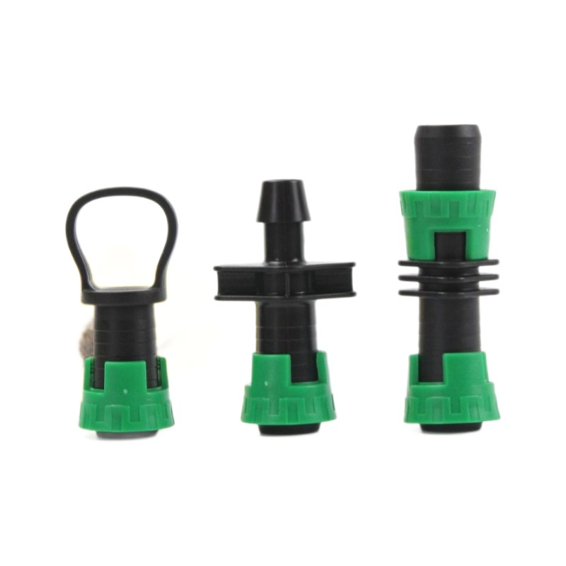 16mm tipo parche de riego por goteo con conexión de goteo de pulsación de bloqueo de codo directo válvula accesorios de riego por goteo de fresa huerto