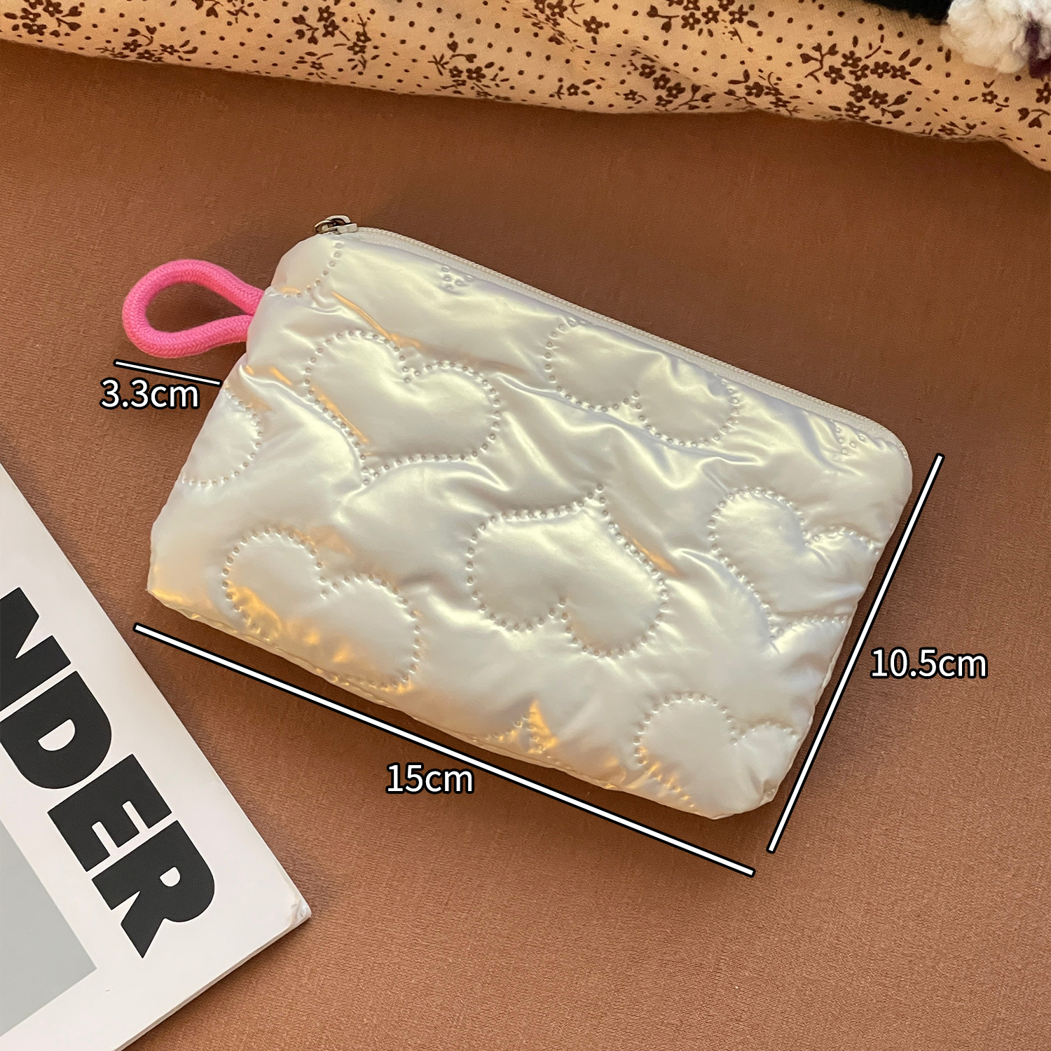 2025 nuevo bolso de maquillaje portátil diamante plata amor bolso de mano bolsa bolsa de cambio bolsa de higiene