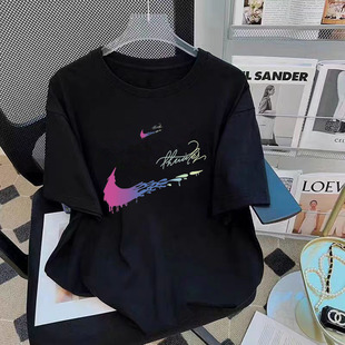 Cross-border foreign trade summer national trend new men's casual short-sleeved T-shirt trendy round neck half-sleeved top breathable and loose